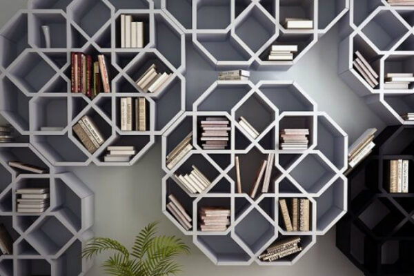 Geometric-furniture-bookshelf-flower-shape